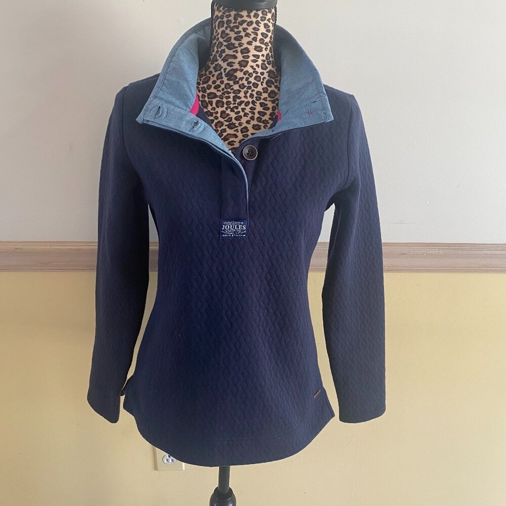 Joules Great Britain 1/4 Zip Blue Quilted Sweatshirt‎ Size Small
